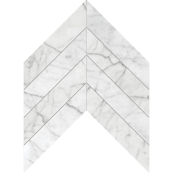 Carrara T Marble Chevron Tiles - Honed