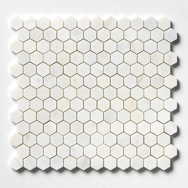 White Pearl Marble 25 mm Hexagon Mosaic - Honed