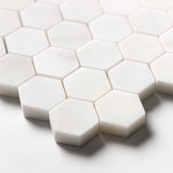 White Pearl Marble 25 mm Hexagon Mosaic - Polished