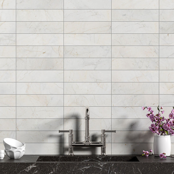 White Pearl Marble Tiles - Honed