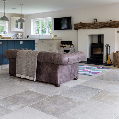 Pembroke Grey Limestone Tiles - Brushed